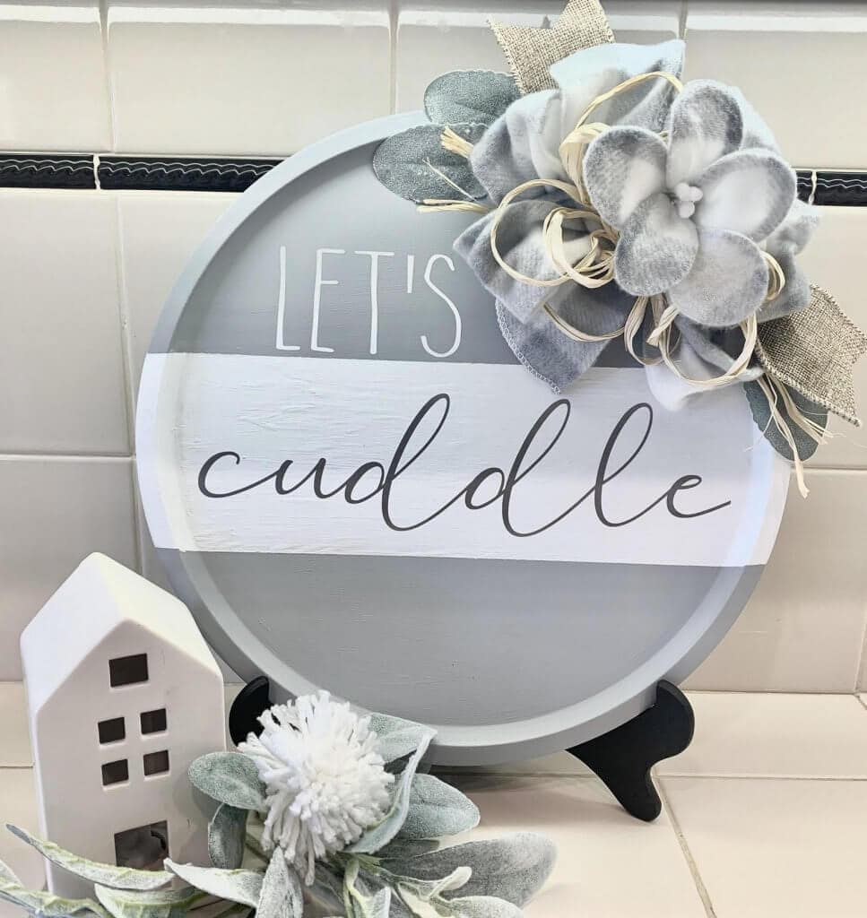 Let’s Cuddle Dollar Tree Pizza Pan Wreath