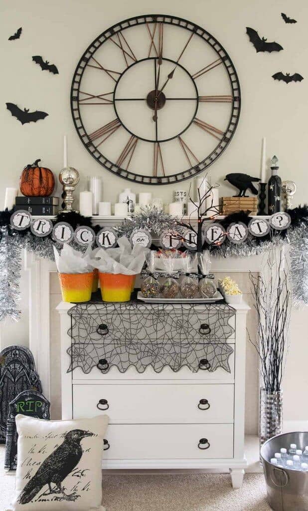 Halloween tablescape and mantel