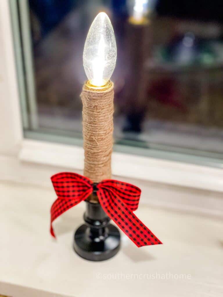 farmhouse candlestick diy in window