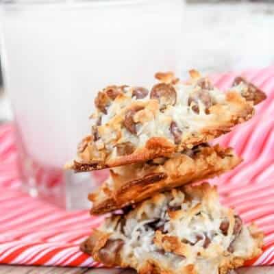 almond joy cookies on counter