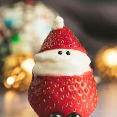 Cheesecake Stuffed Strawberry Santa up close
