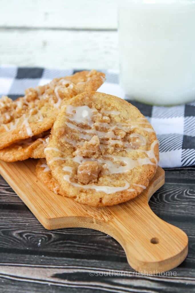 coffee cake cookies on cutting board