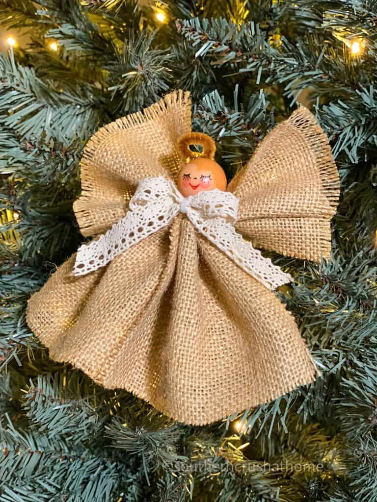 burlap angel ornament