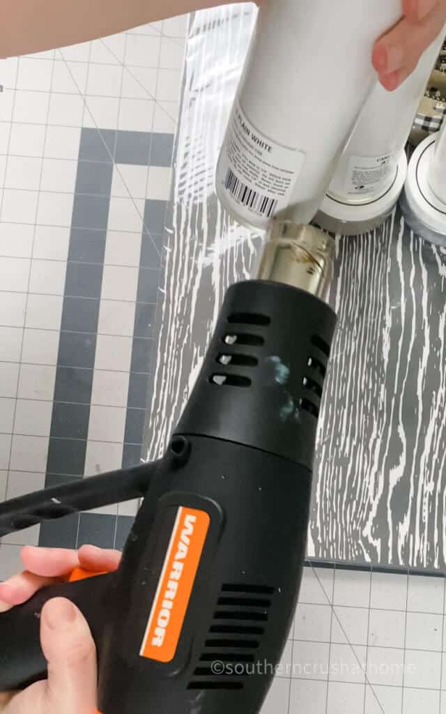 using heat gun on paste on candle