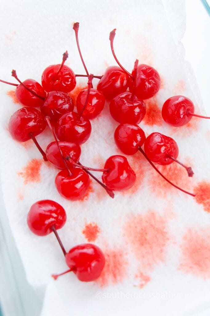 drying cherries on paper towels