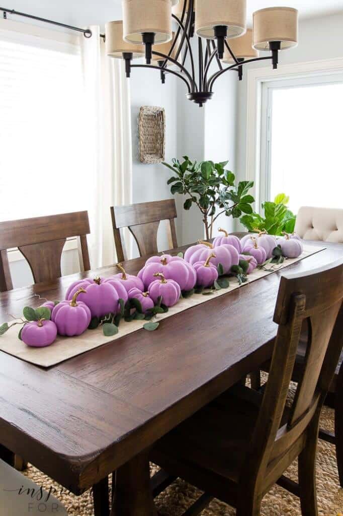 fall purple ombre pumkins centerpiece