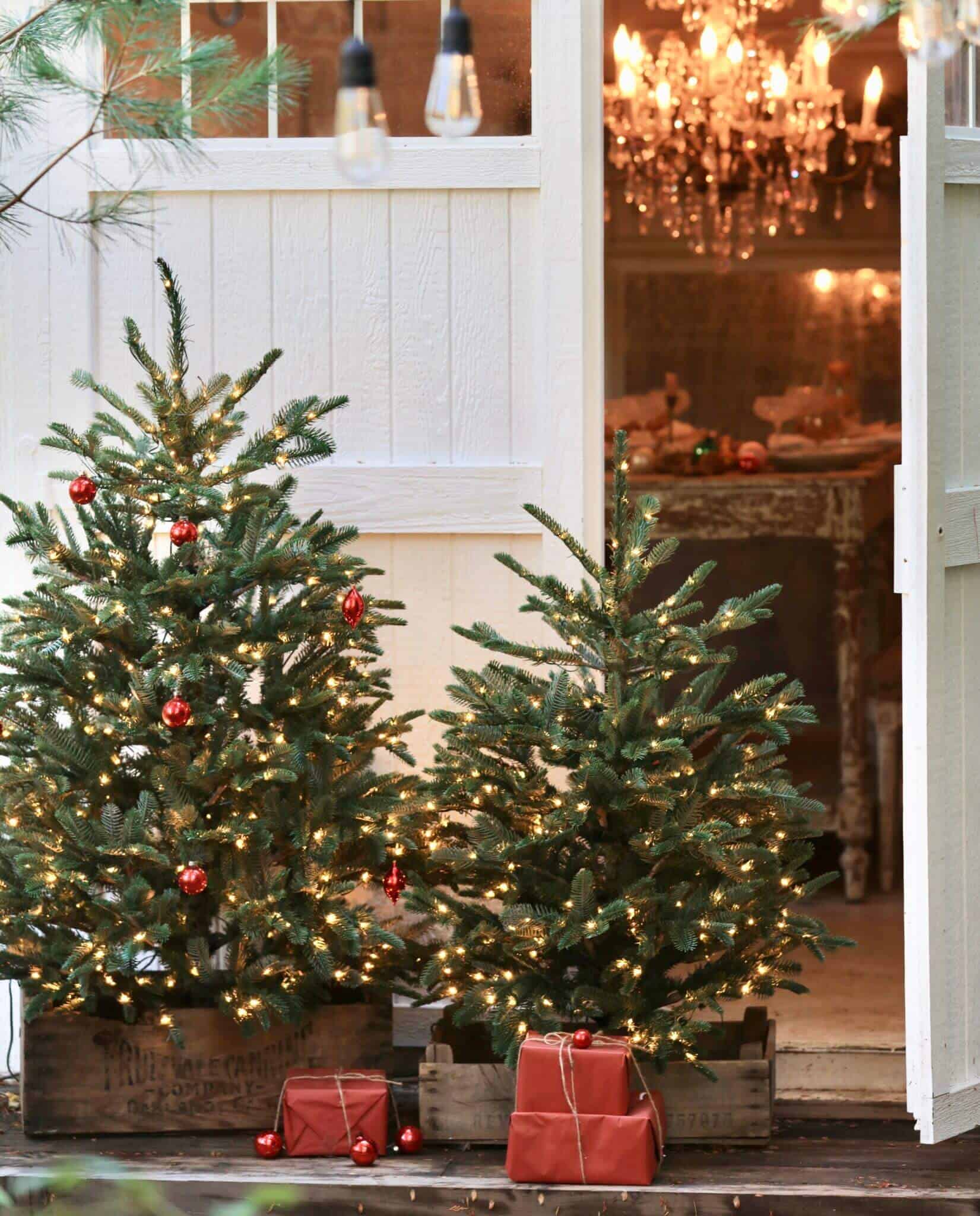 french country cottage christmas trees