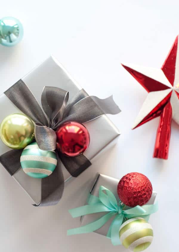 ornaments on gift wrapping