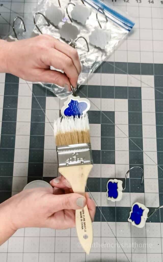 painting shower curtain hooks