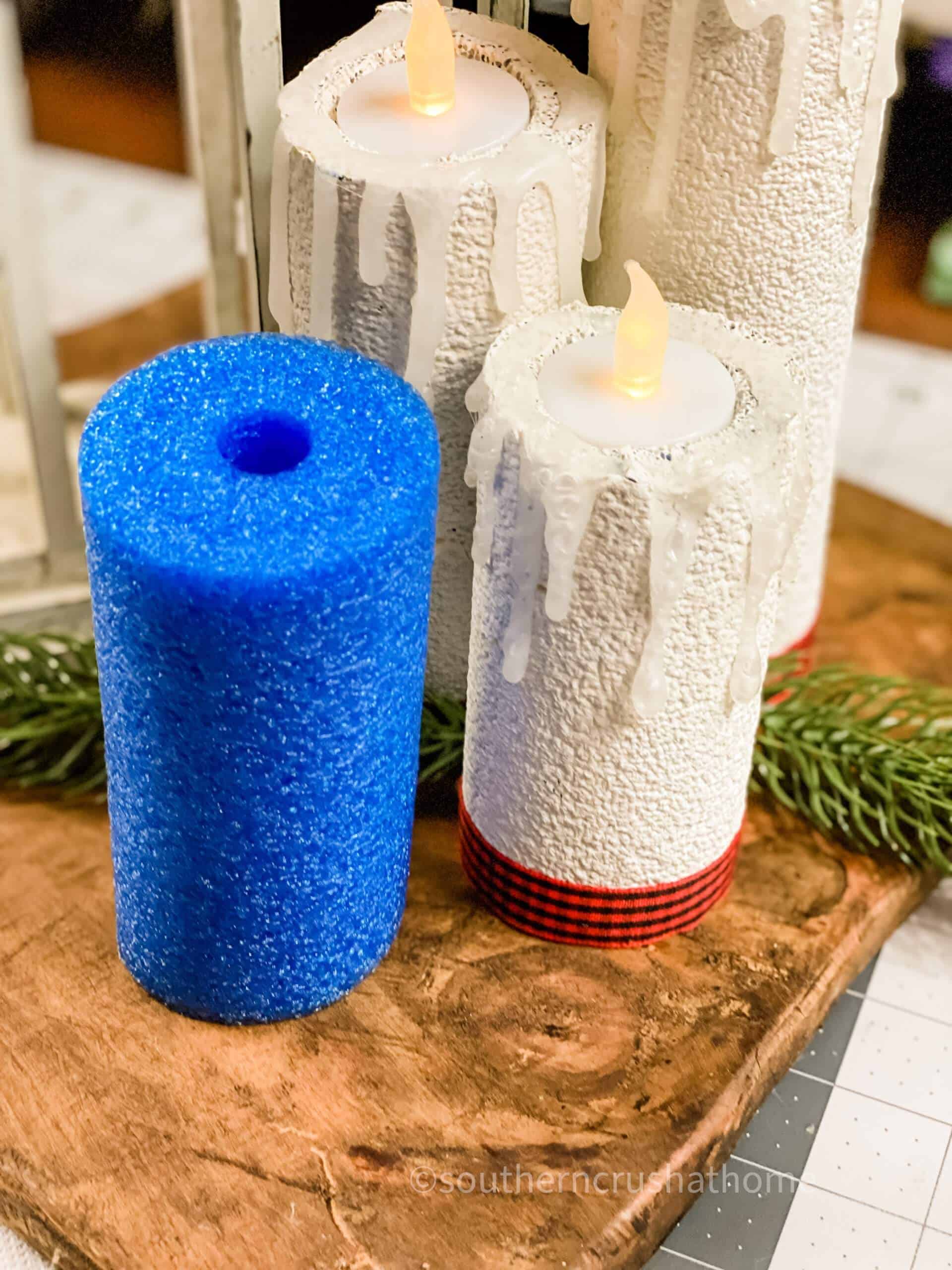 How to Make a Pool Noodle Christmas Candle - Southern Crush at Home