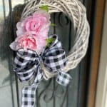 double loop bow on a spring wreath