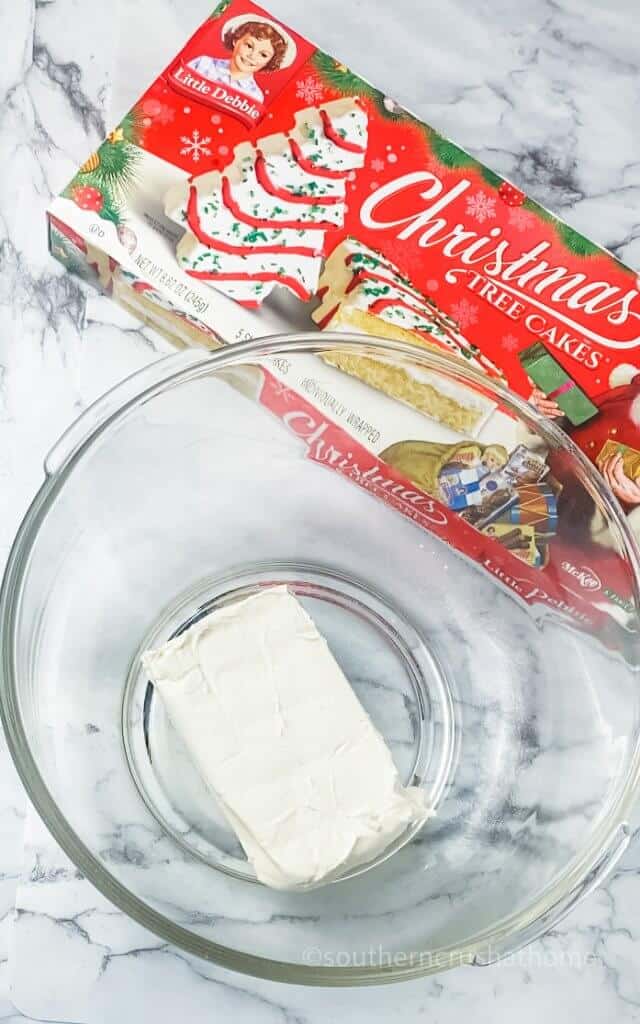 cream cheese in a clear bowl