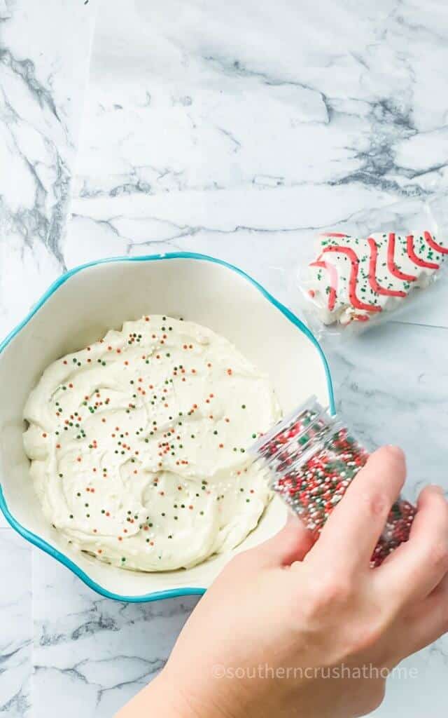 adding sprinkle to dip