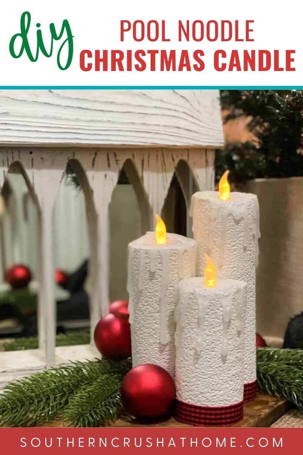 pool noodle christmas candle pin with text