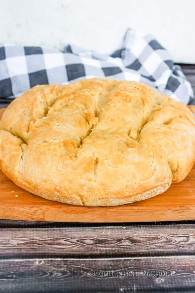 homemade Dutch oven bread recipe on cutting board