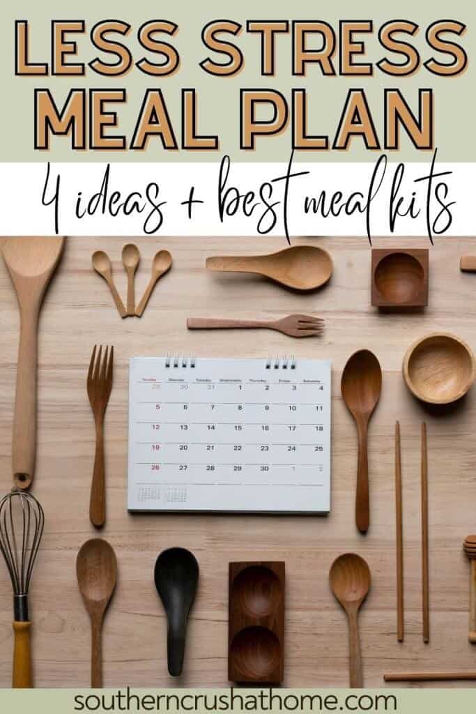 wooden spoons and meal planner calendar