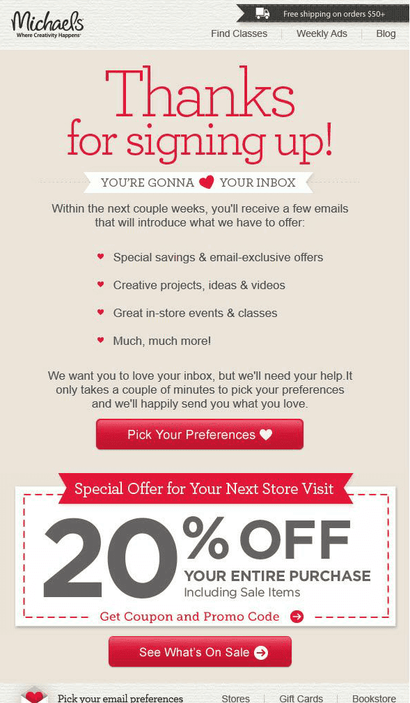 Michaels Discount Code Email Template