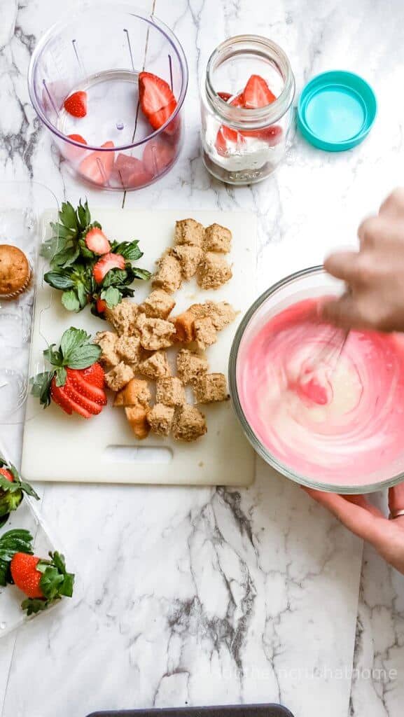 mixing milk and cool whip for trifle