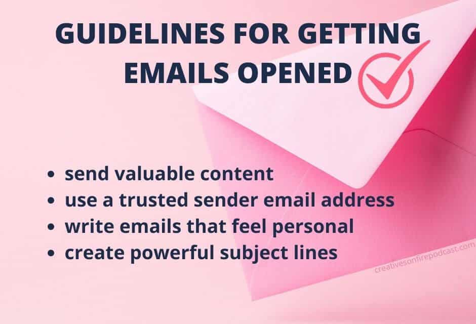 guidelines for getting emails opened graphic