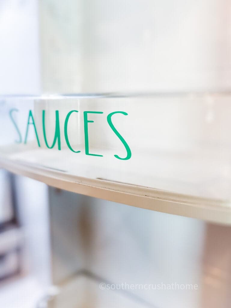 sauces label in refrigerator
