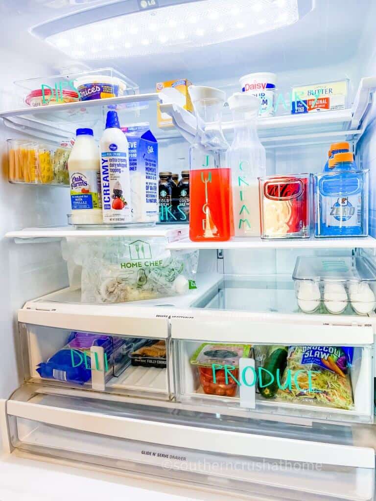 view of how to organize a refrigerator
