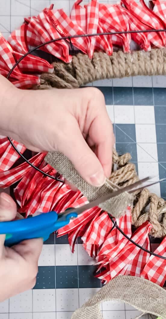 trimming ribbon for heart wreath