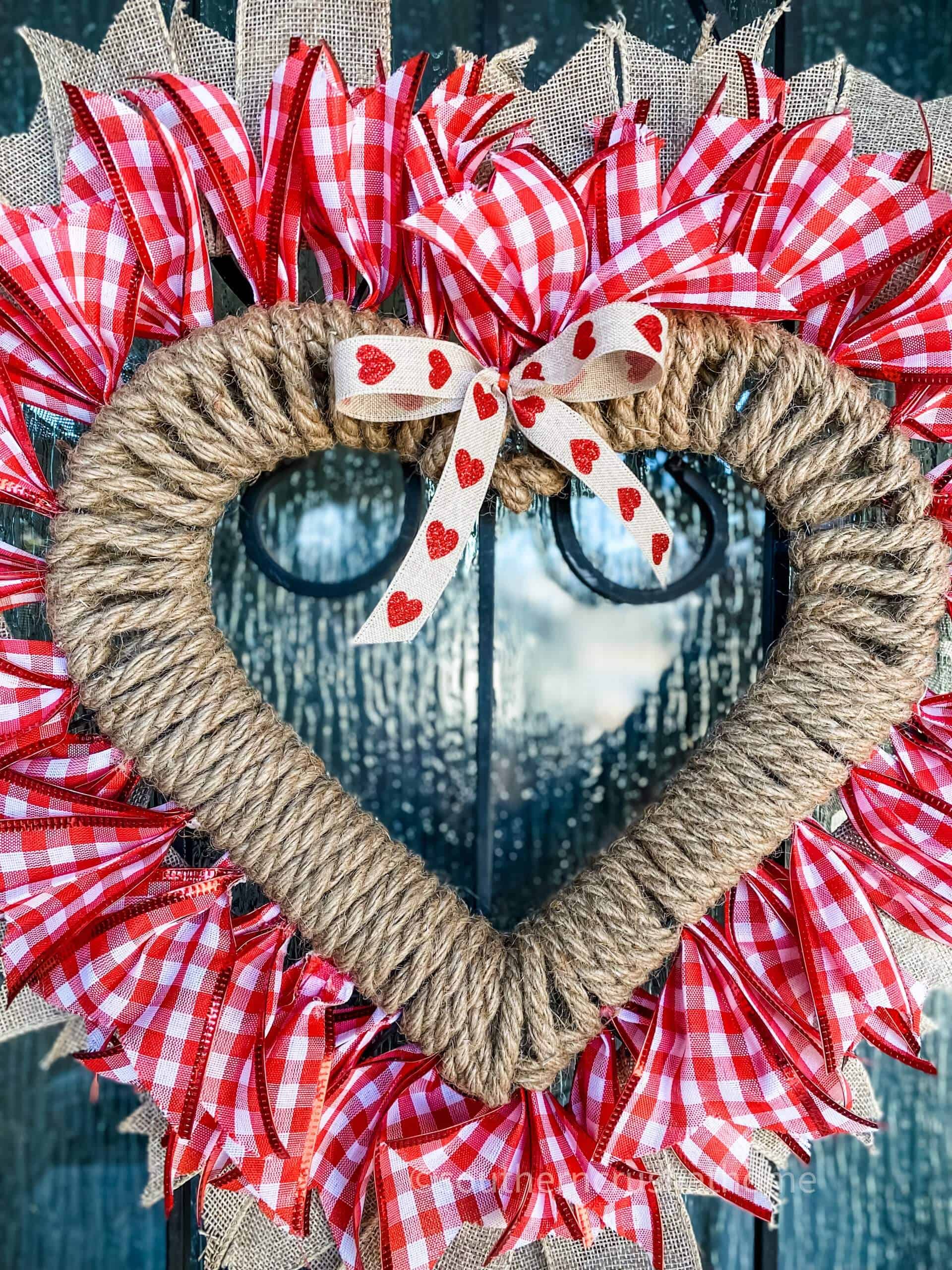 completed valentine heart wreath