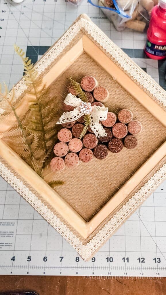 wine cork heart on frame