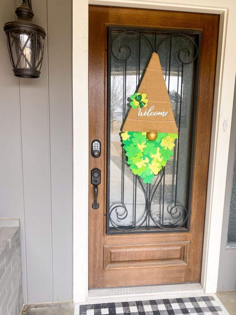 st patricks gnome on front door