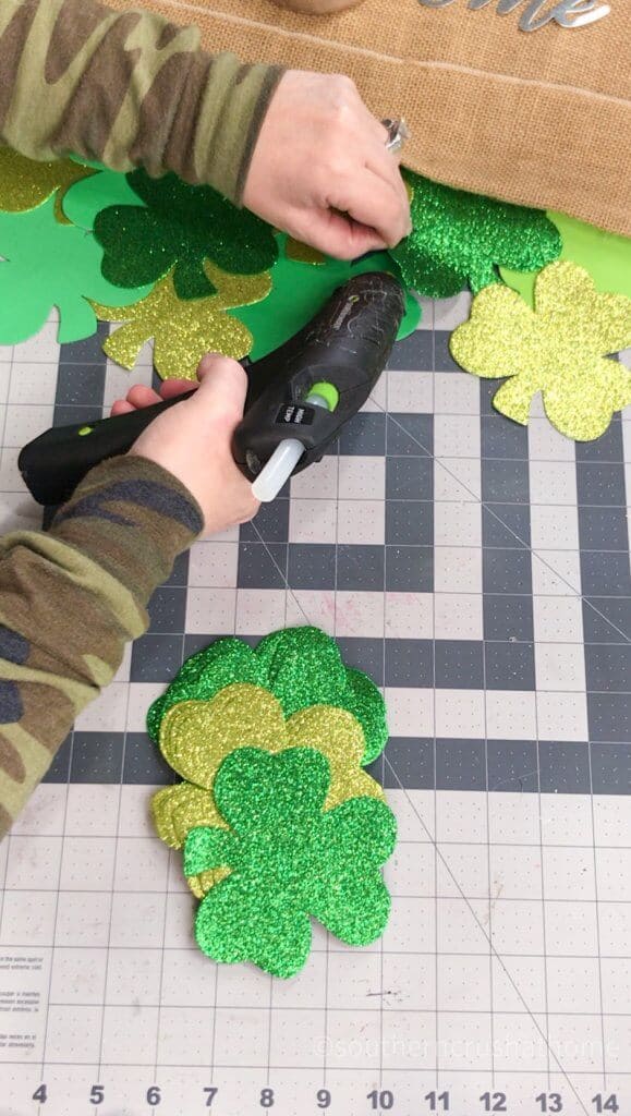 gluing shamrocks to gnome form