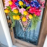 finished umbrella wreath on front door