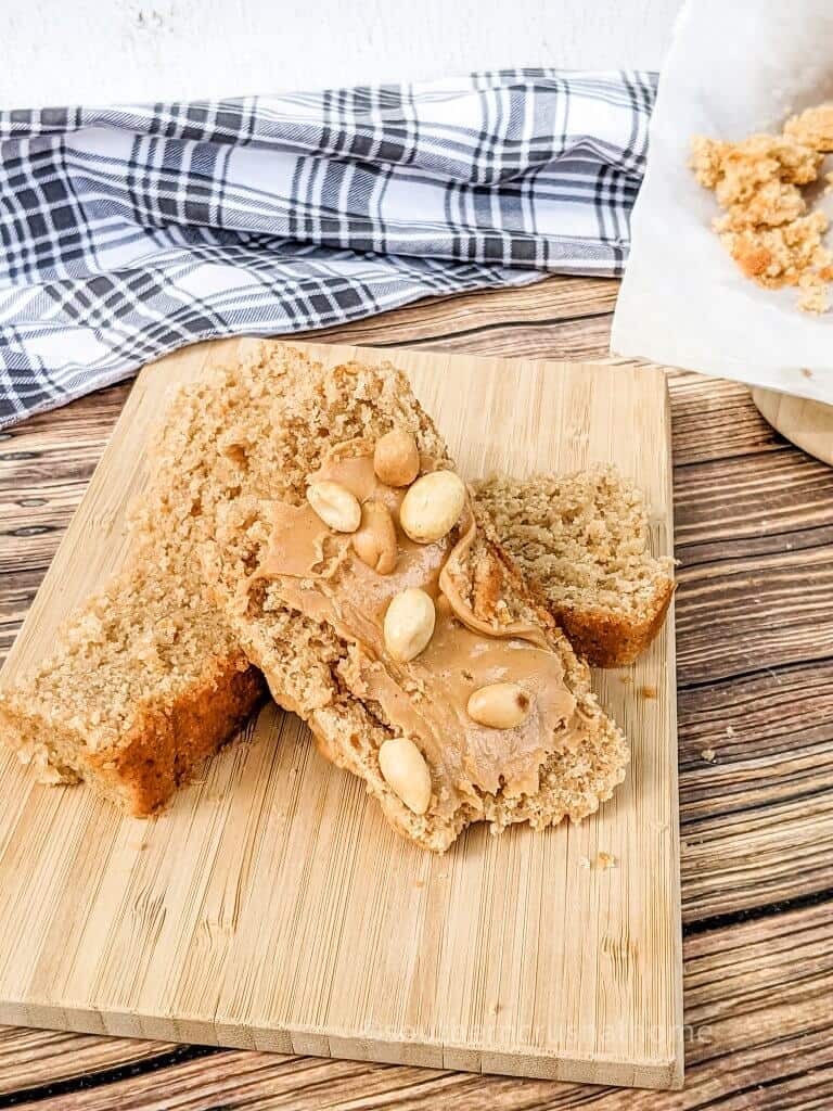 peanut butter bread on cutting board