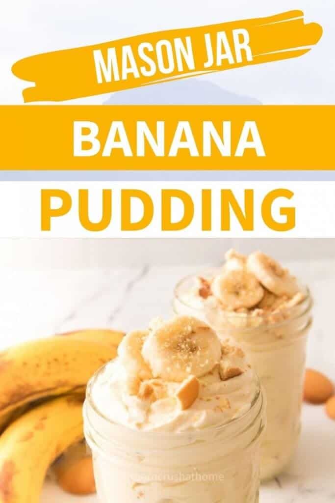banana pudding in mason jar pin with text