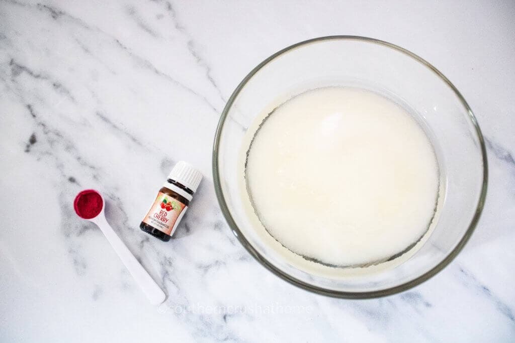 sugar in glass bowl with essential oils