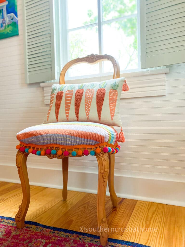 chair with pom poms