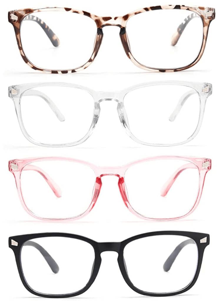 four pair of eyeglasses