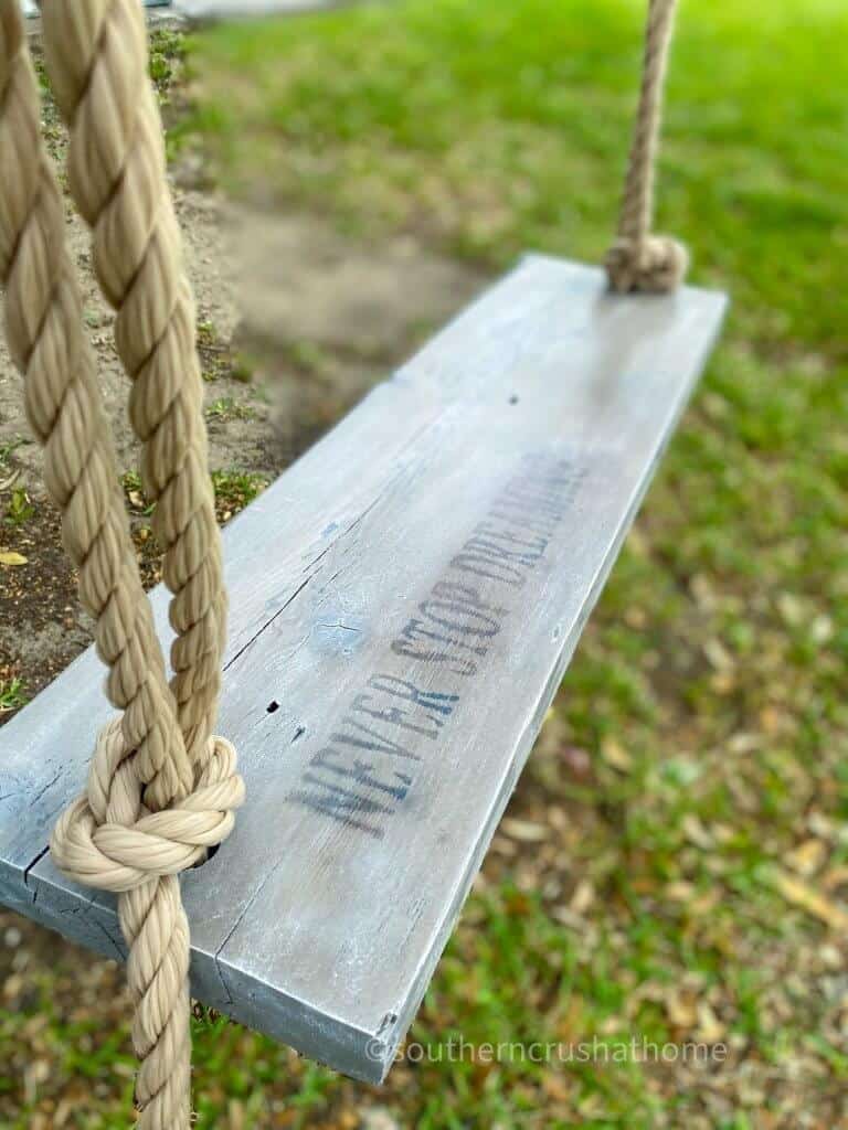 diy tree swing close up