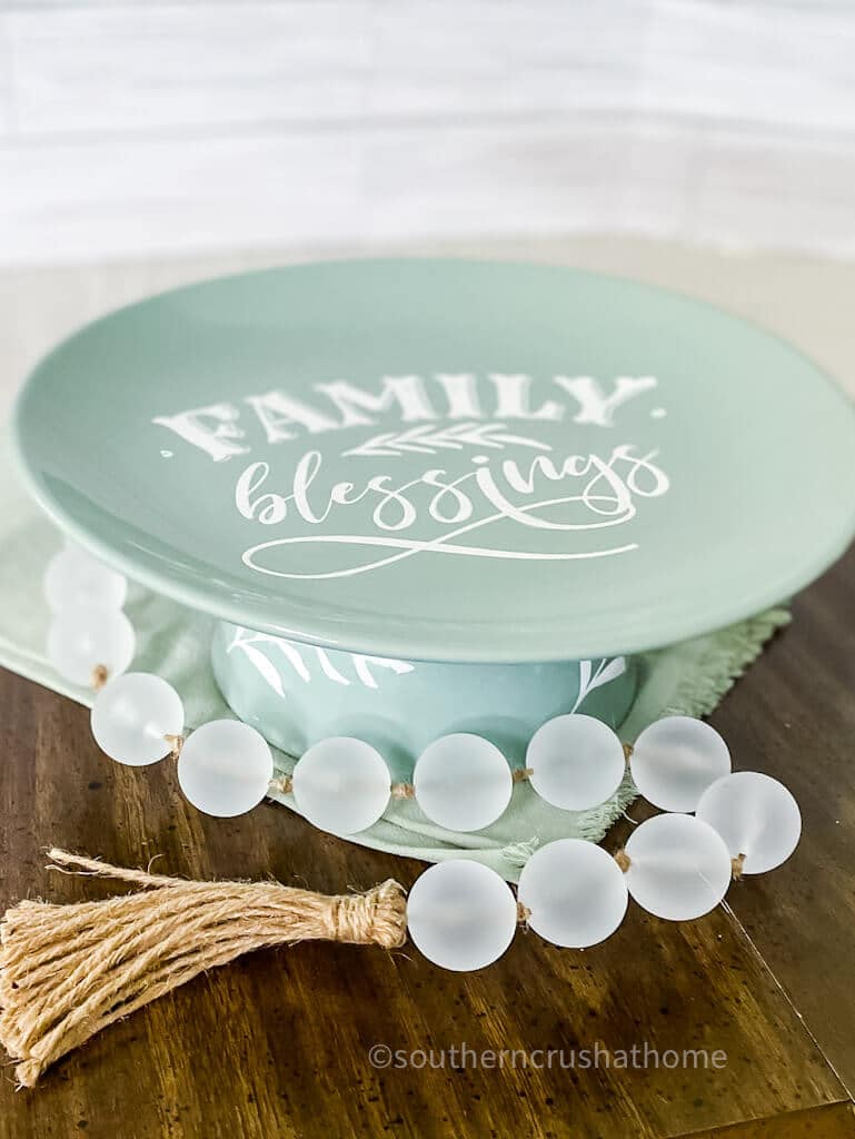 Painted ceramic cake stand with no bake paint