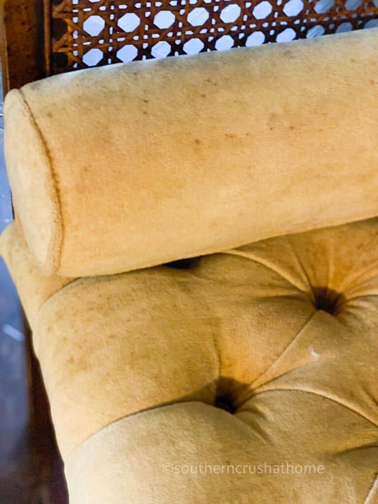close up of velvet couch