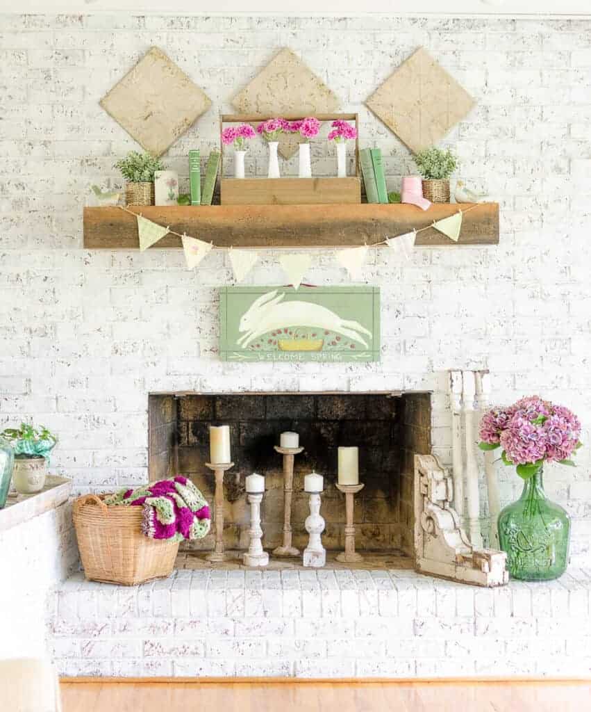 vintage style spring mantel