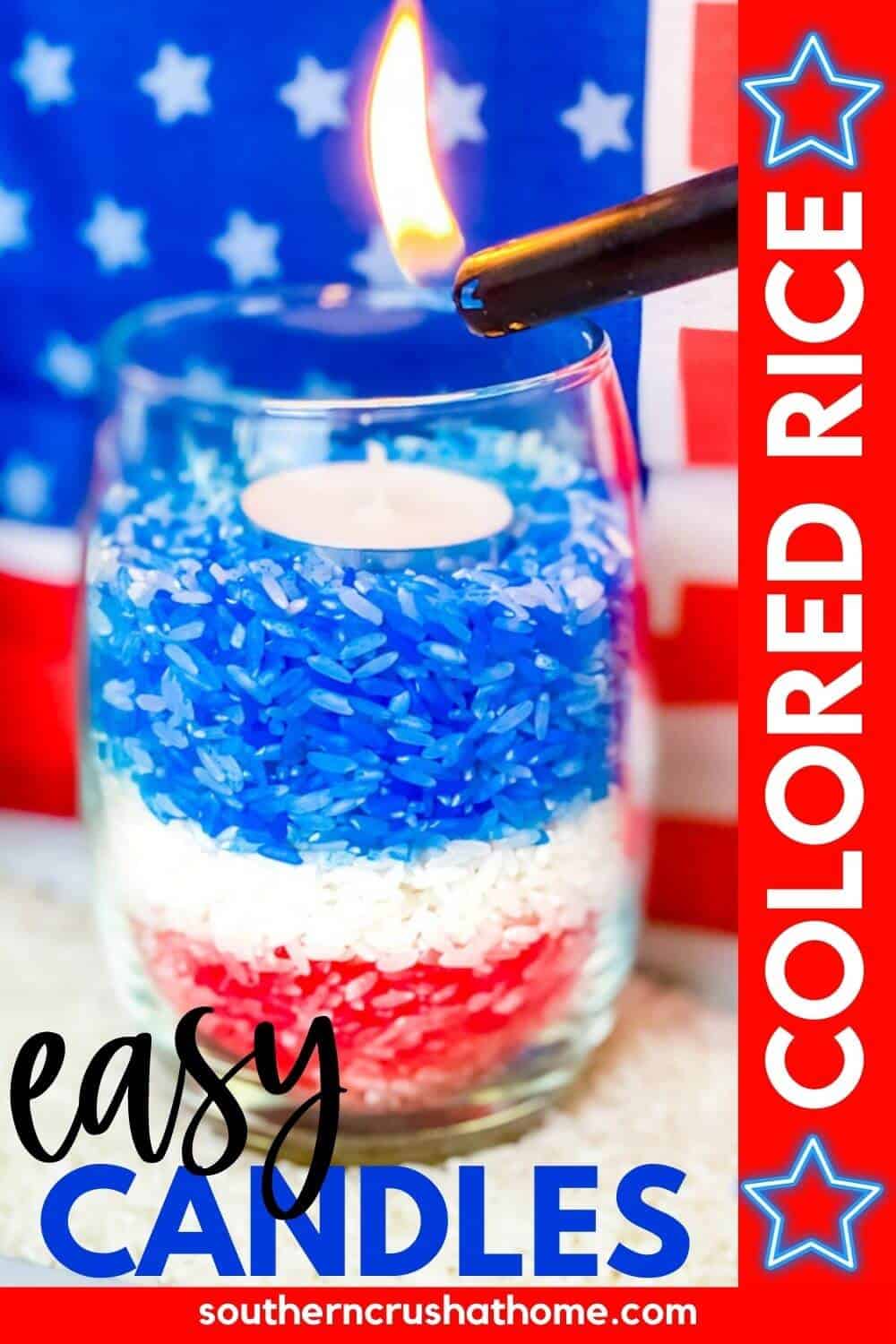 patriotic colored rice candle decor PIN