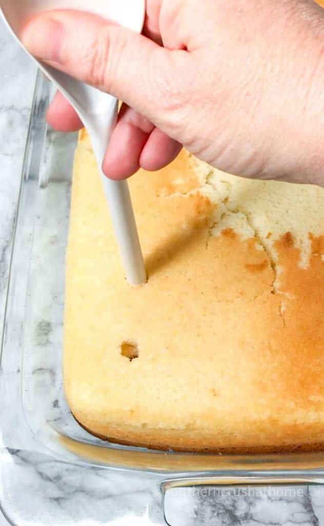 poking holes in cake