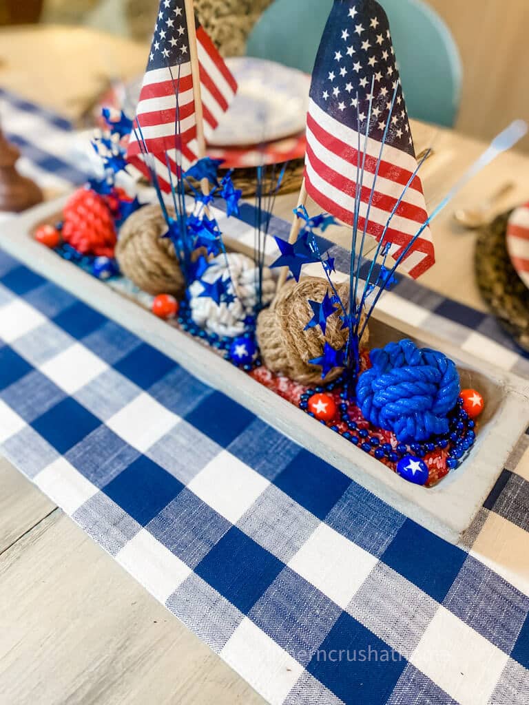 completed patriotic dough bowl centerpiece