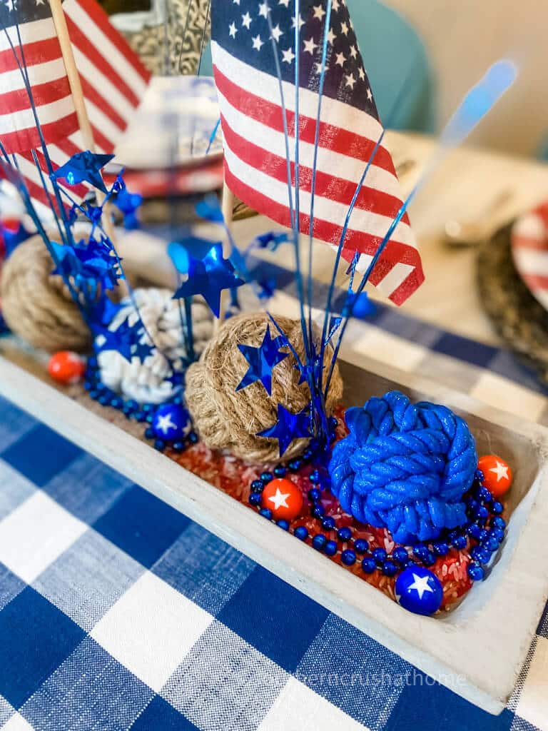 close up of dough bowl centerpiece