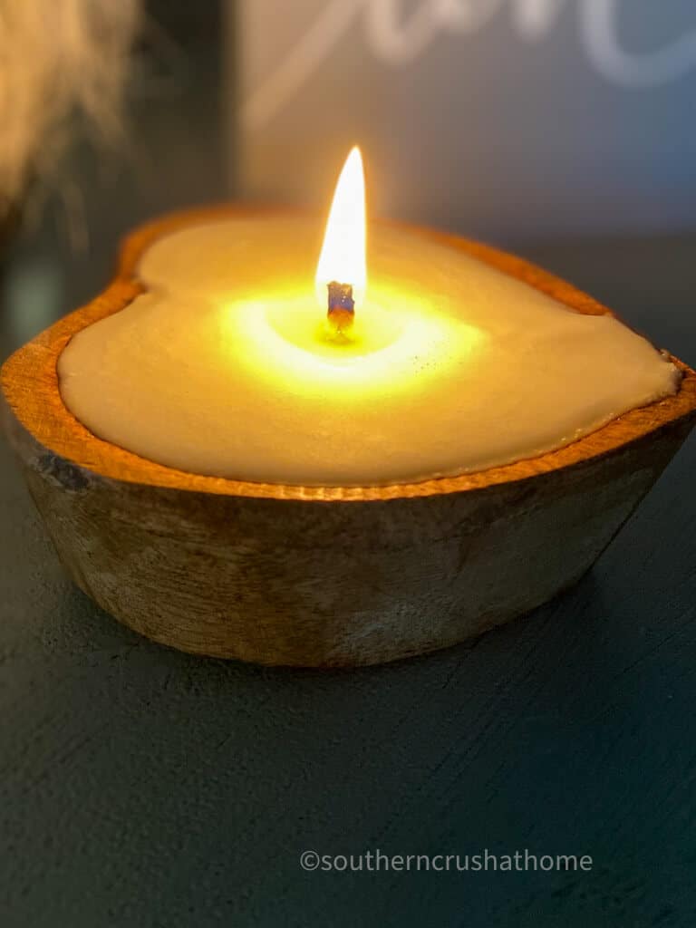 heart shaped dough bowl candle