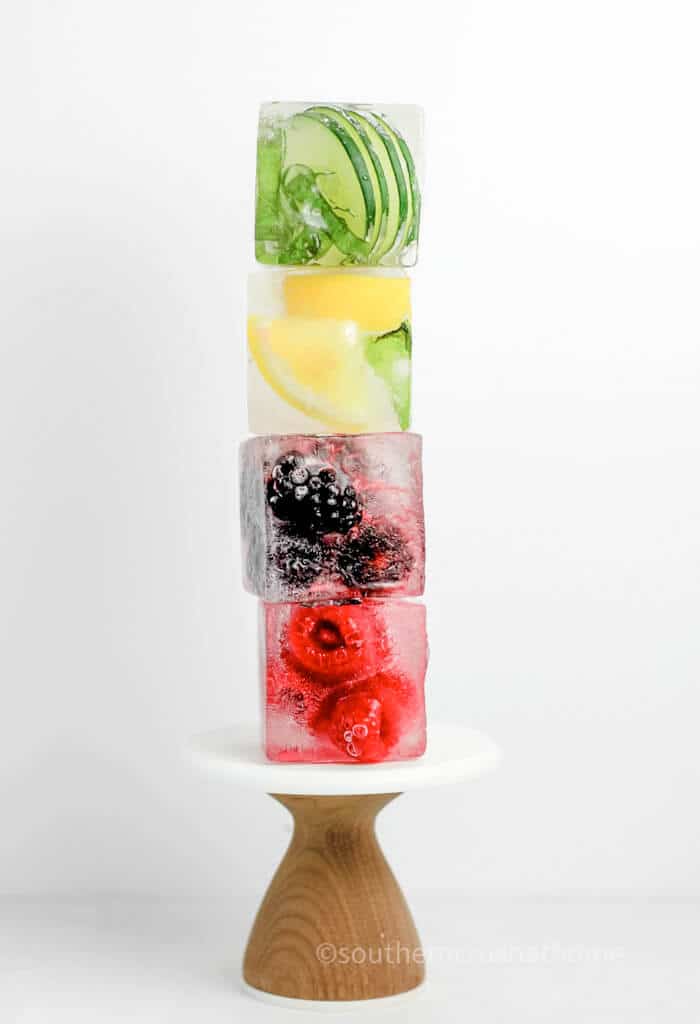 stacked frozen fruit cubes