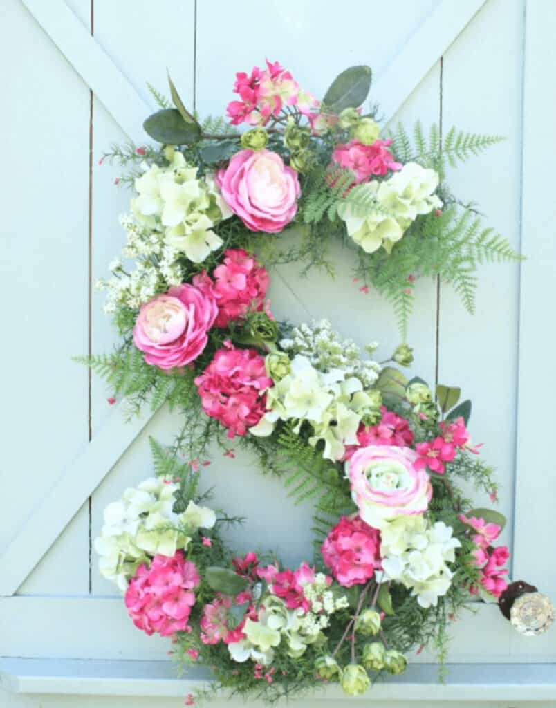 Monogram Initial Floral Wreath