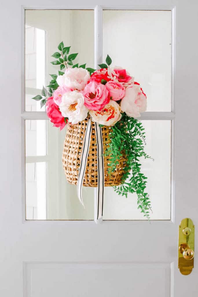 Peonies Basket Wreath