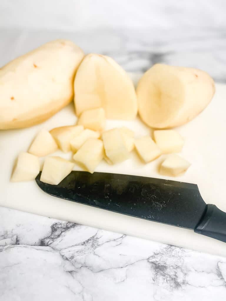 cutting potatoes