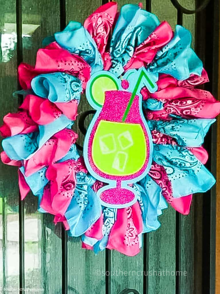 hot pink and blue margarita bandana summer wreath